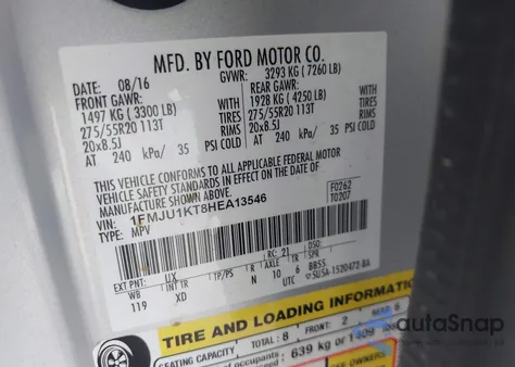 2017 Ford Expedition Limited из США, поврежденный, VIN 1FMJU1KT8HEA13546